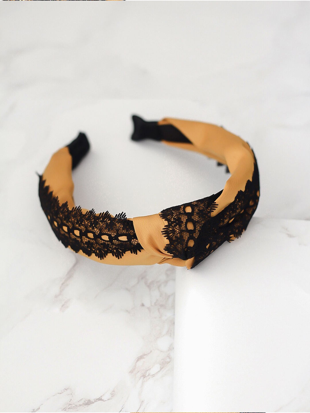 

Bellofox Women Mustard & Black Lace Hairband