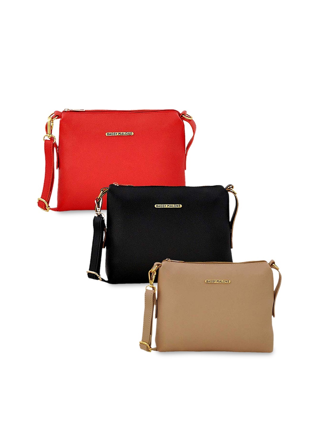 Bagsy Malone Set of 3 Structured Sling Bags, Red