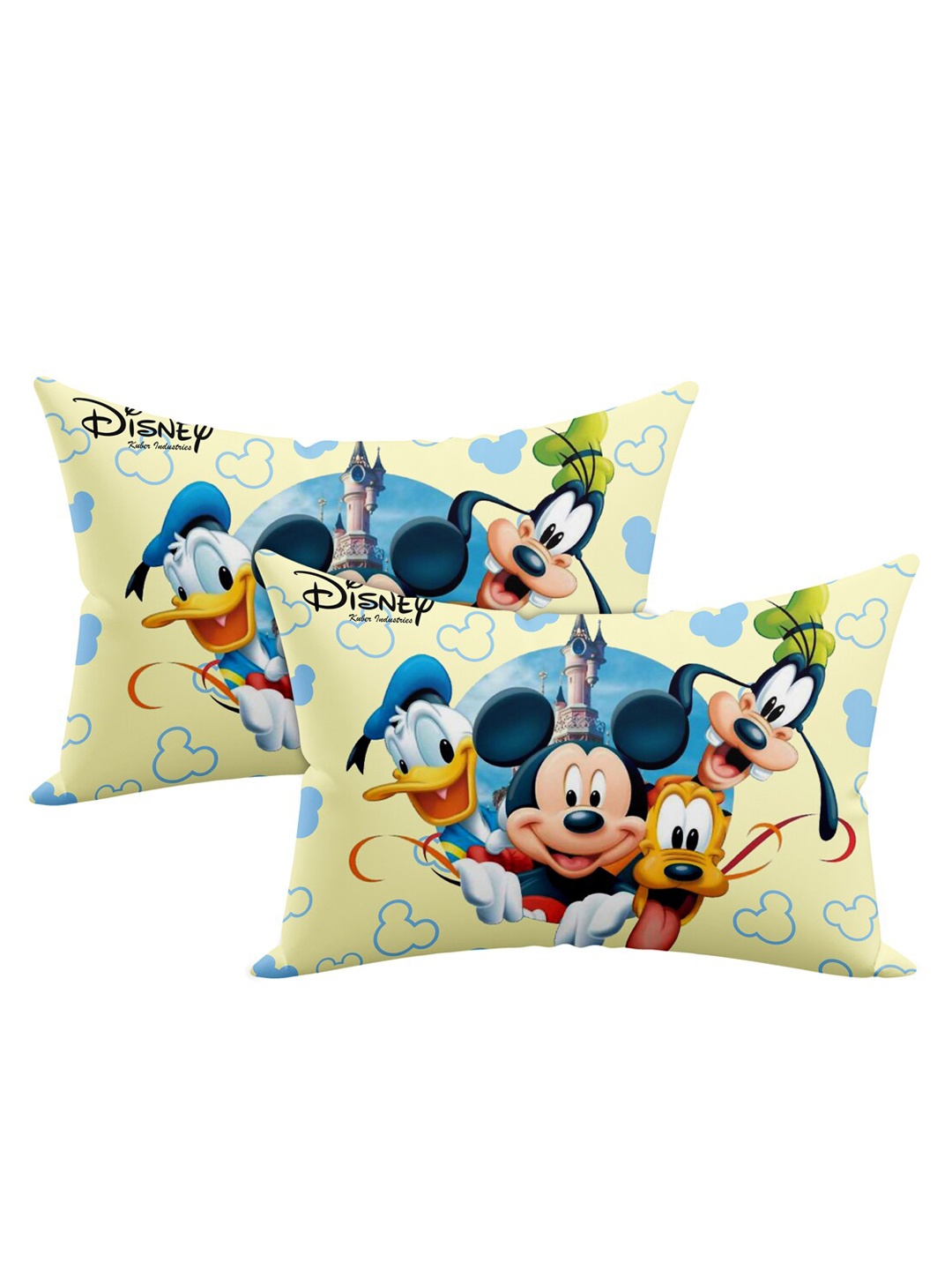 

Kuber Industries Kids Set Of 2 Cream-Coloured & Blue Disney Printed Comfort Microfibre Pillows