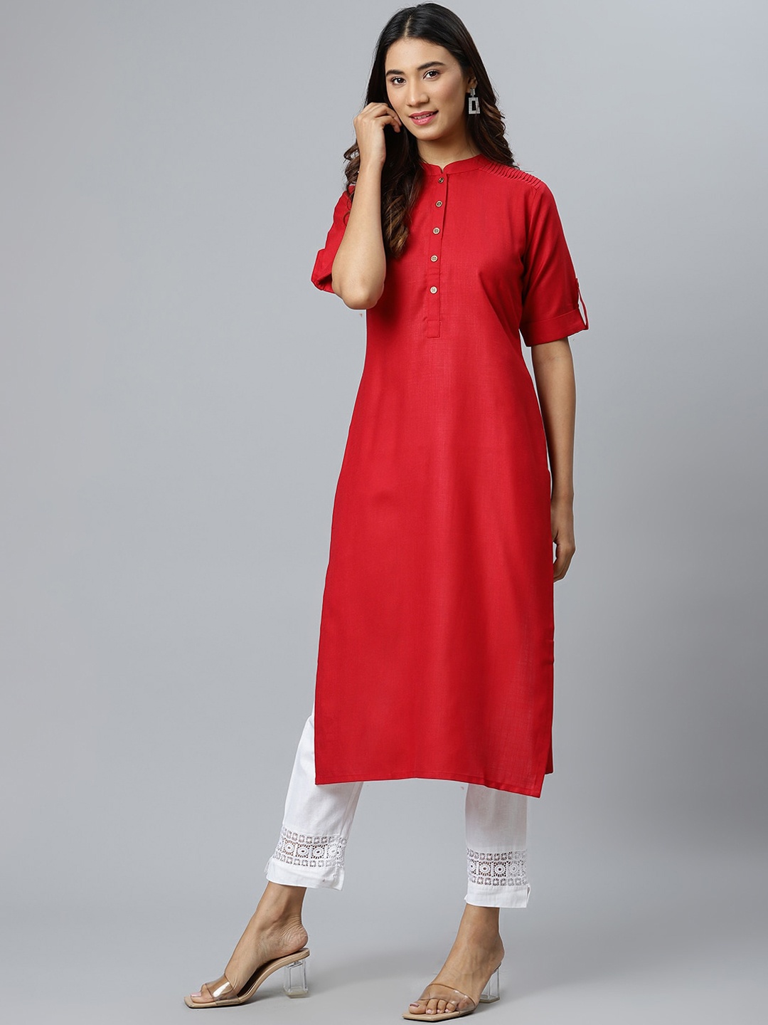 

Gerua By Libas Women Red Pathani Cotton Kurta