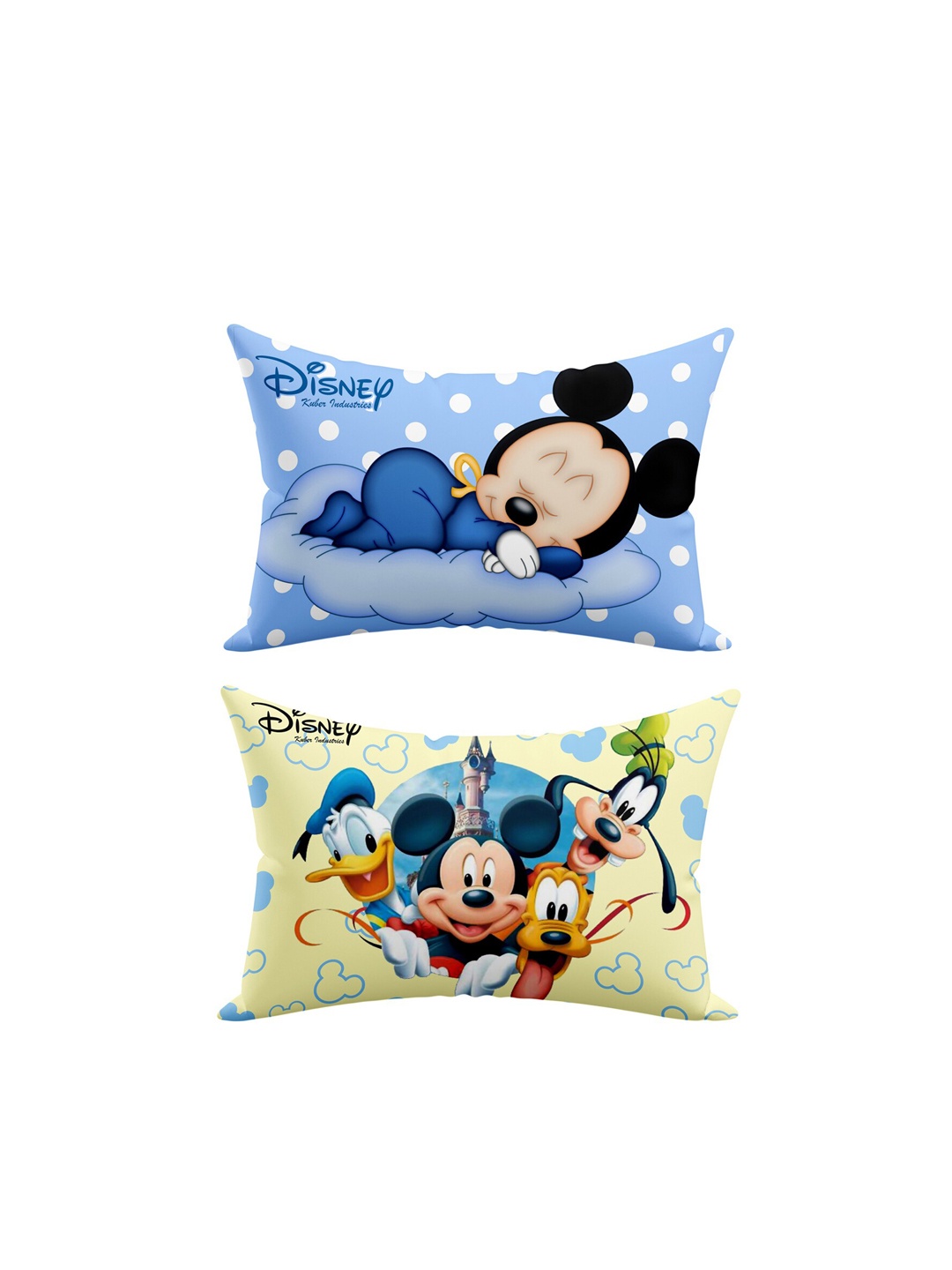 

Kuber Industries Kids Set Of 2 Blue & Yellow Disney Printed Cotton Pillows