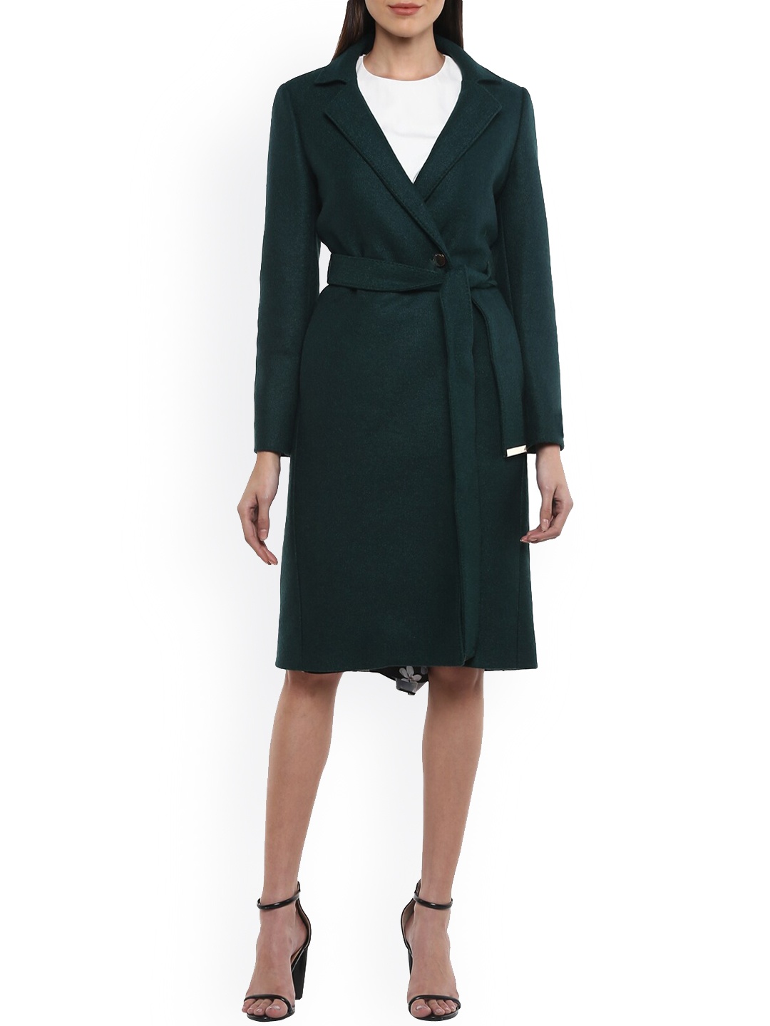 

Ted Baker Women Green Longline Open Front Jacket
