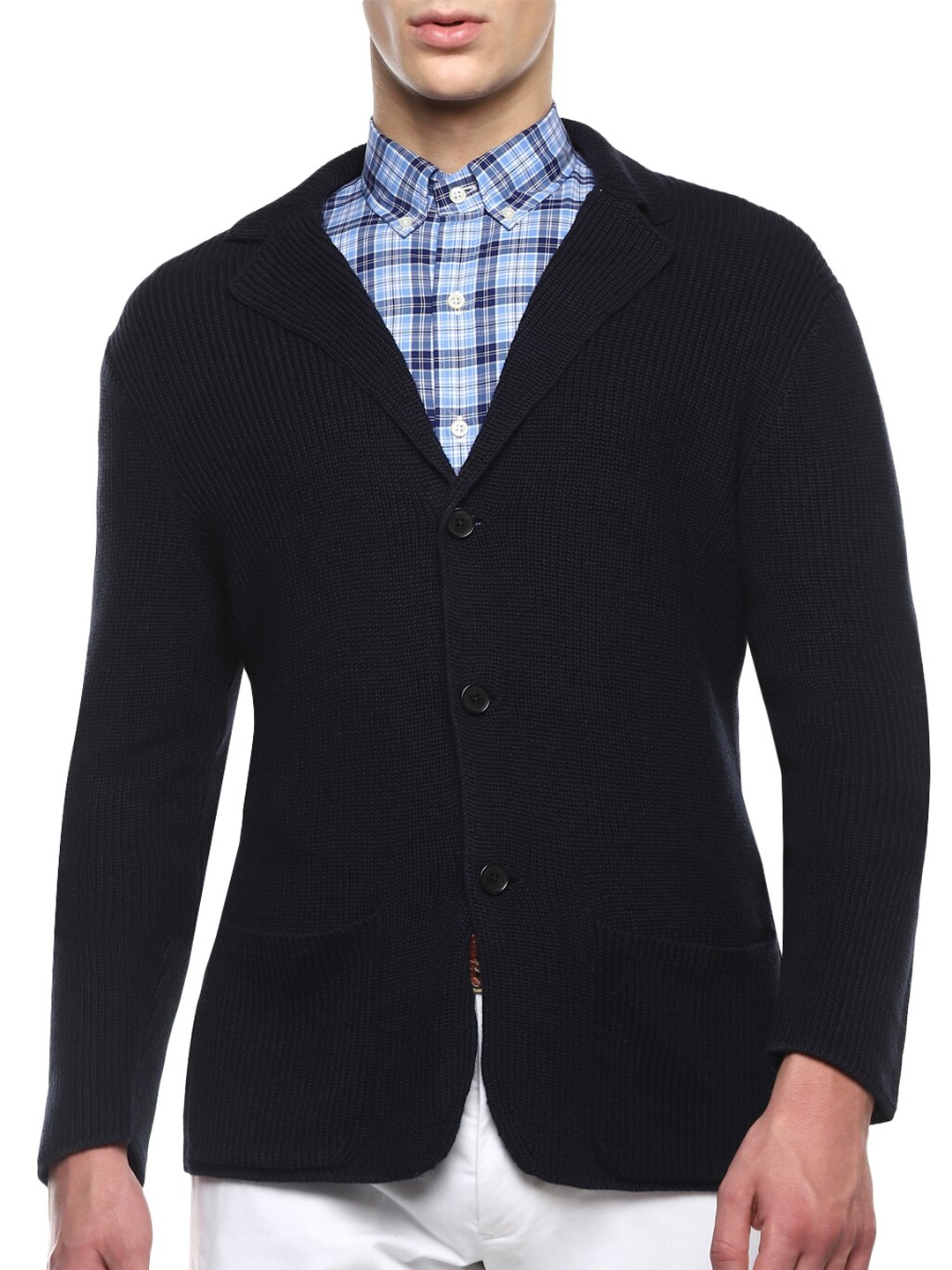 

Polo Ralph Lauren Men Navy Blue Ribbed Cardigan