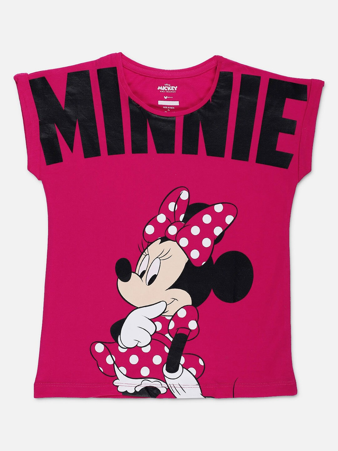 

Kids Ville Girls Pink Minnie Printed Pure Cotton T-shirt