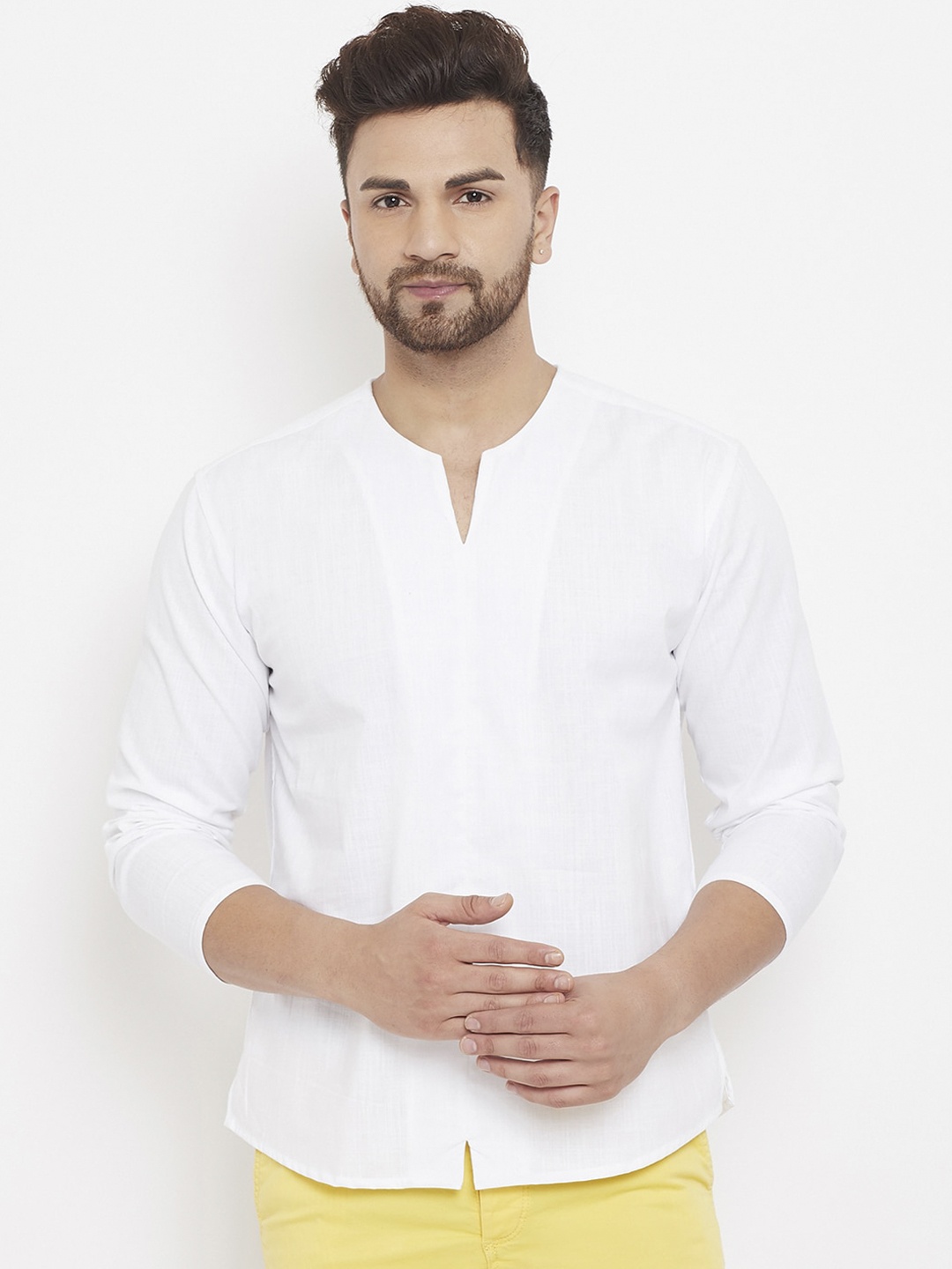 

even Men White Thread Work Dobby Kurta