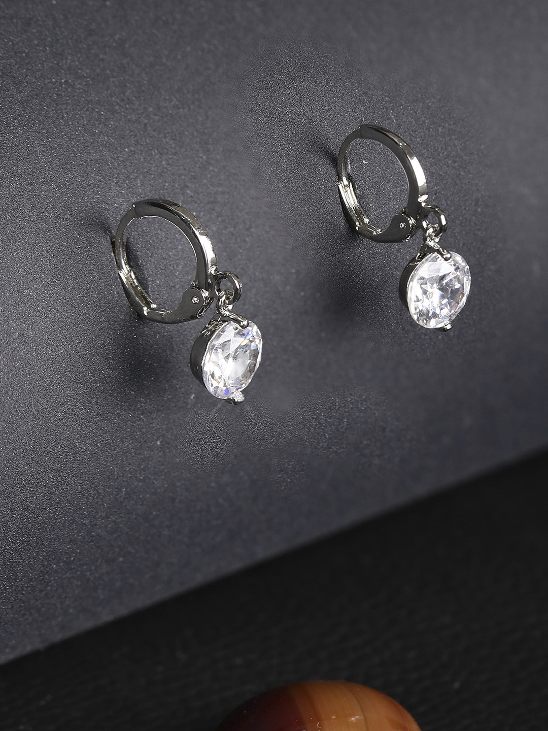 Priyaasi Silver-Plated Contemporary Drop Earrings