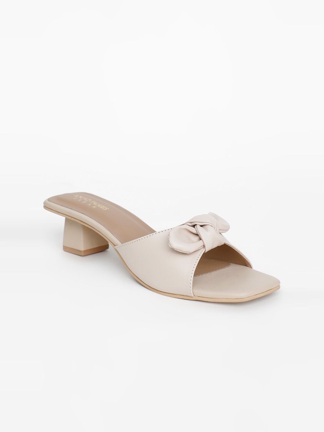 

Tokyo Talkies Beige Block Peep Toes with Bows