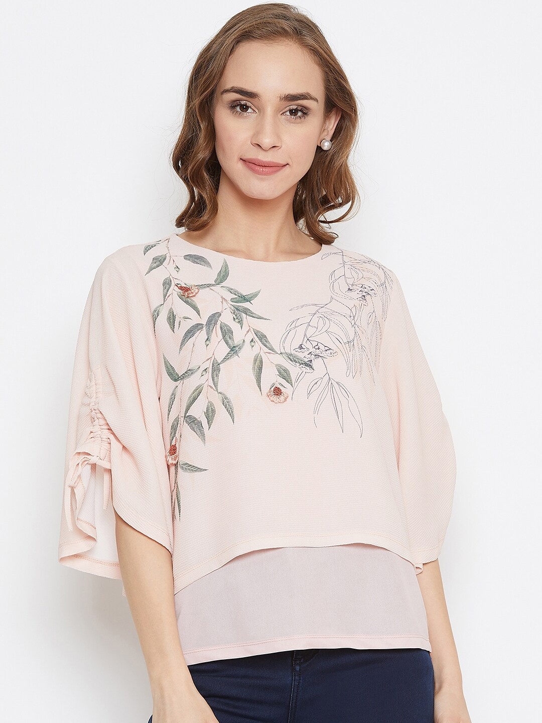 

Madame Peach & Grey Crepe Layered Regular Top