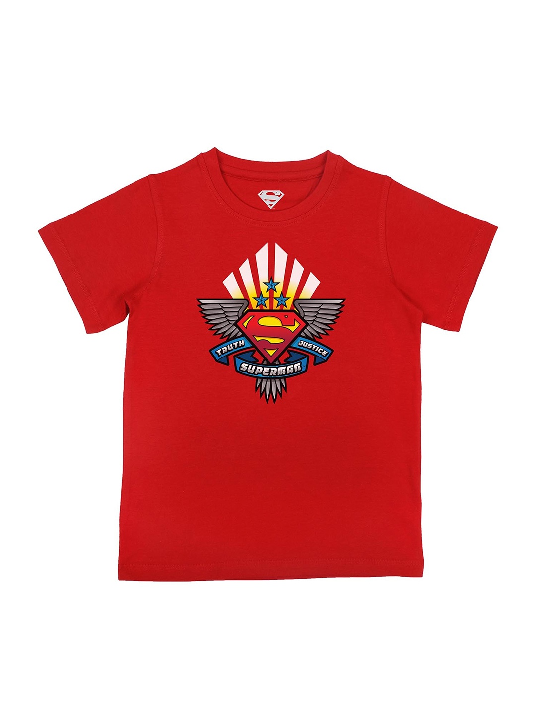 

Superman Boys Red Superman Printed Pure Cotton T-shirt
