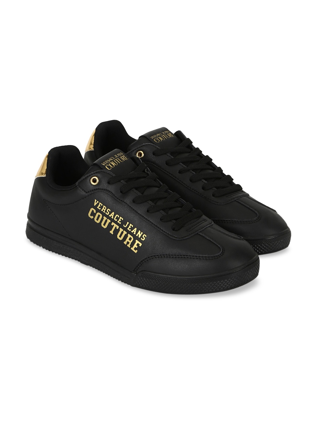 

Versace Jeans Couture Men Black Printed Leather Sneakers