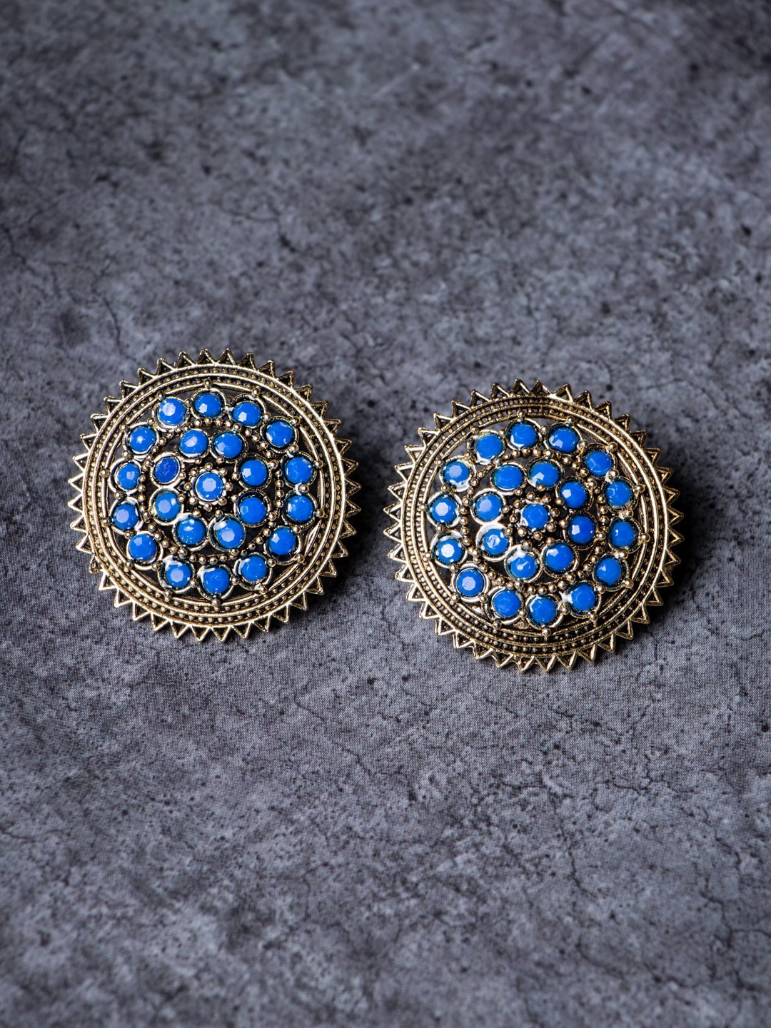 

MORKANTH JEWELLERY Navy Blue Contemporary Studs Earrings