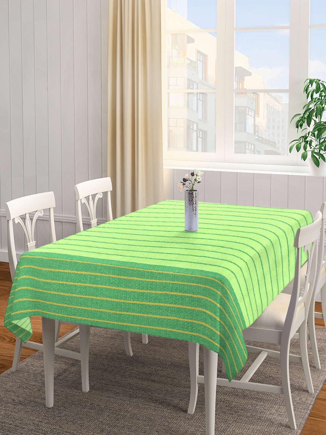 

KLOTTHE Green & Yellow Woven Design 6 Seater Rectangular Table Cover