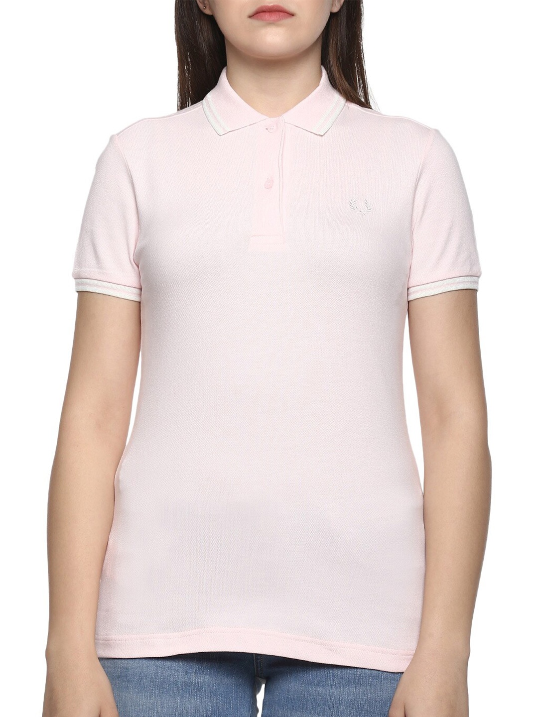 

Fred Perry Women Pink Polo Collar Cotton T-shirt