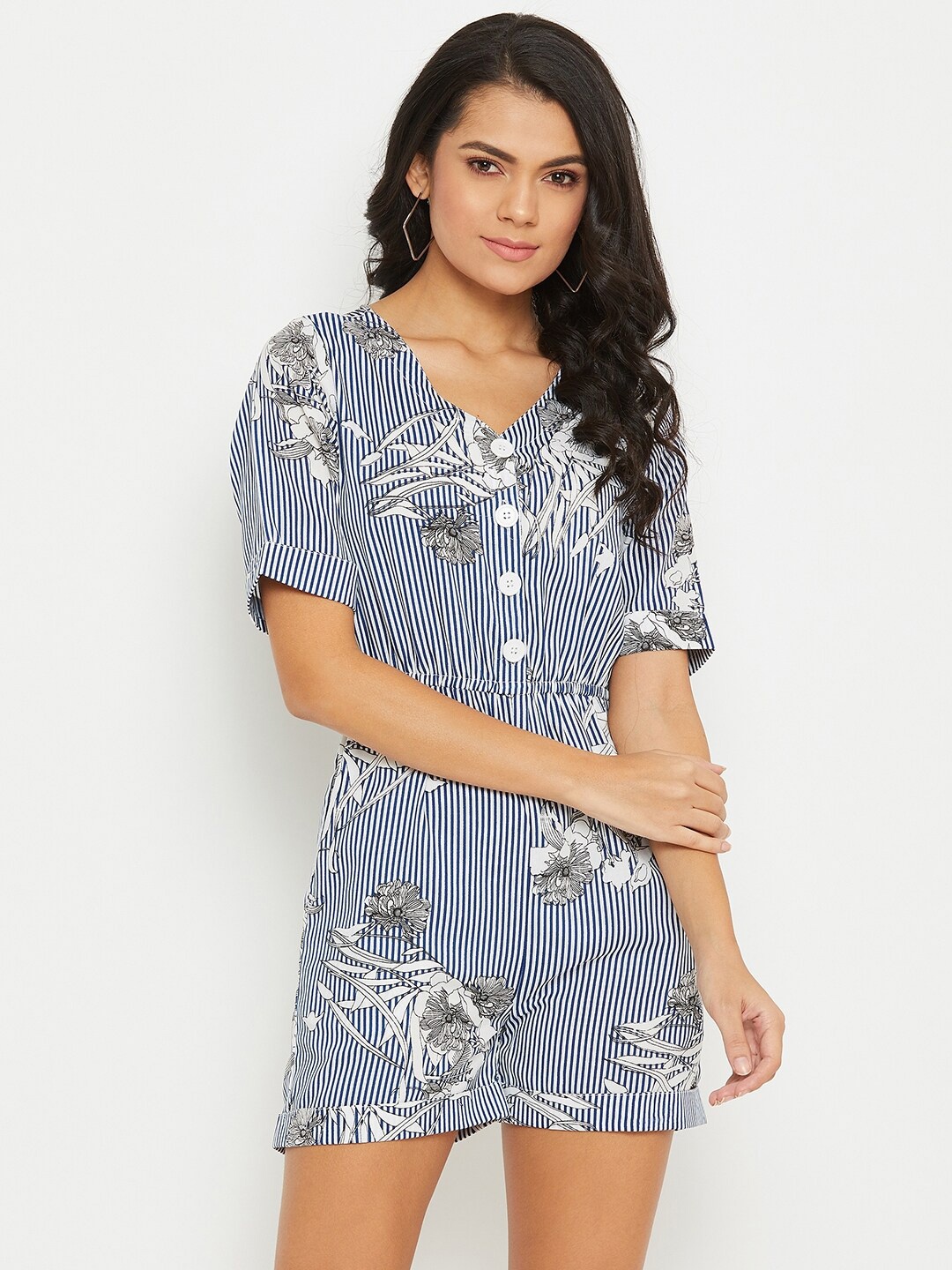 PANIT White & Blue Printed Jumpsuit