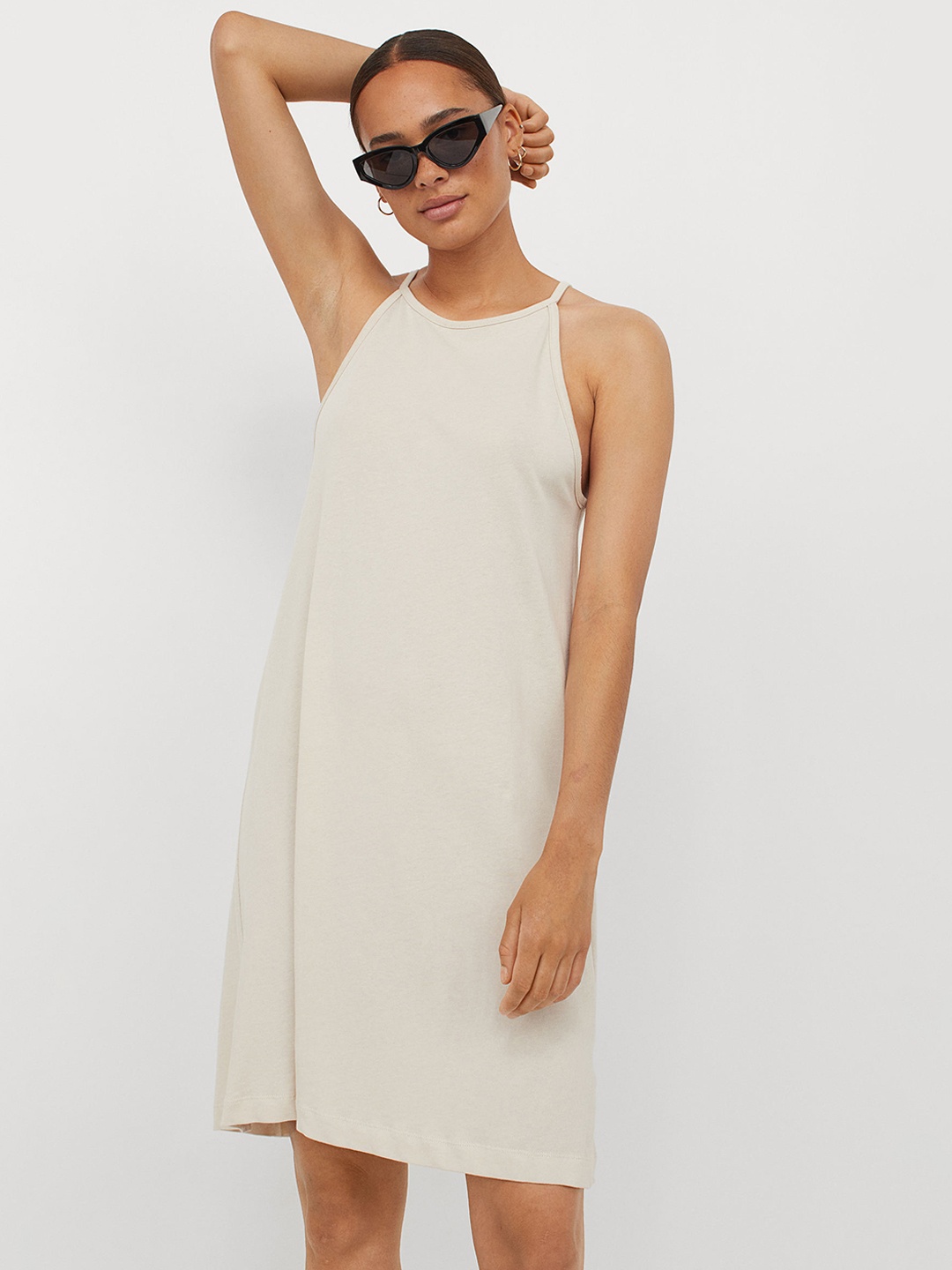 

H&M Women Beige Cotton dress