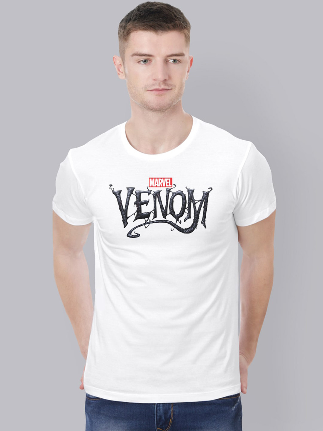 

Free Authority Men White Marvel Venom Printed Cotton Pure Cotton T-shirt