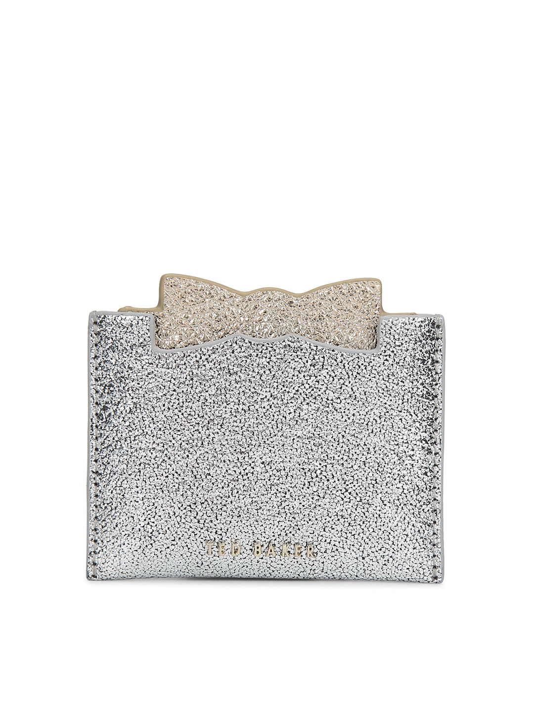 

Ted Baker Women Silver Textured Embellished Synthetic Card Holder