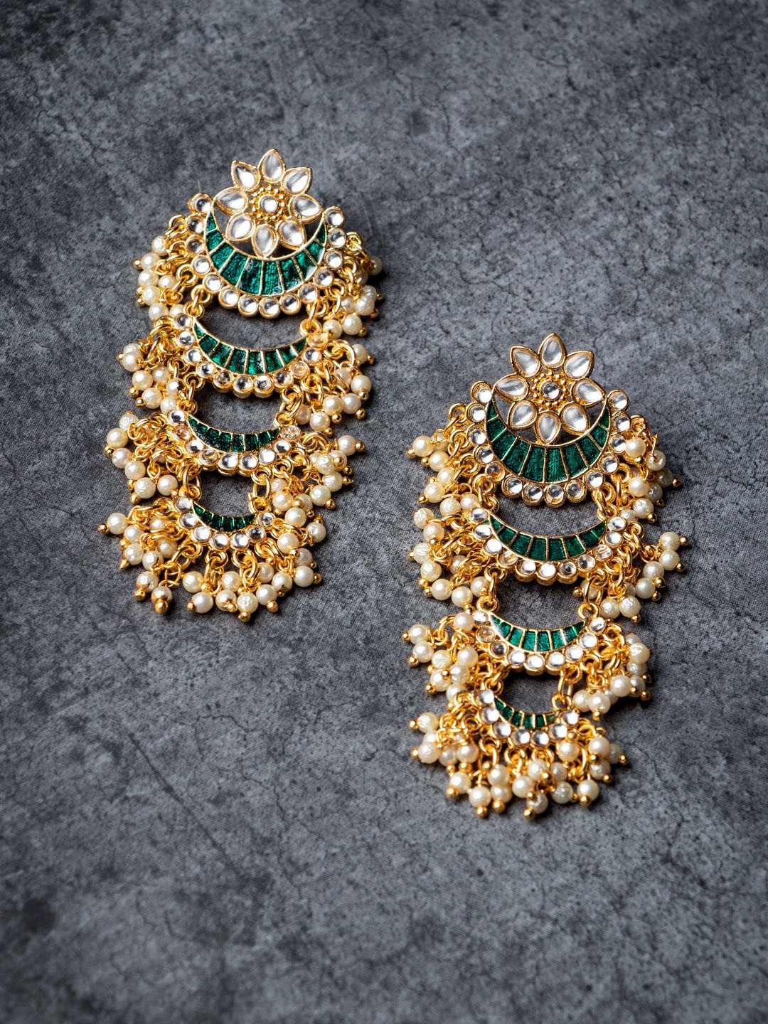 

MORKANTH JEWELLERY Green & Gold-Toned Contemporary Drop Earrings