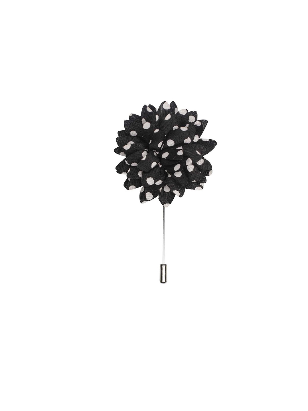 

The Tie Hub Men Black & White Flower Microfiber Lapel Pin