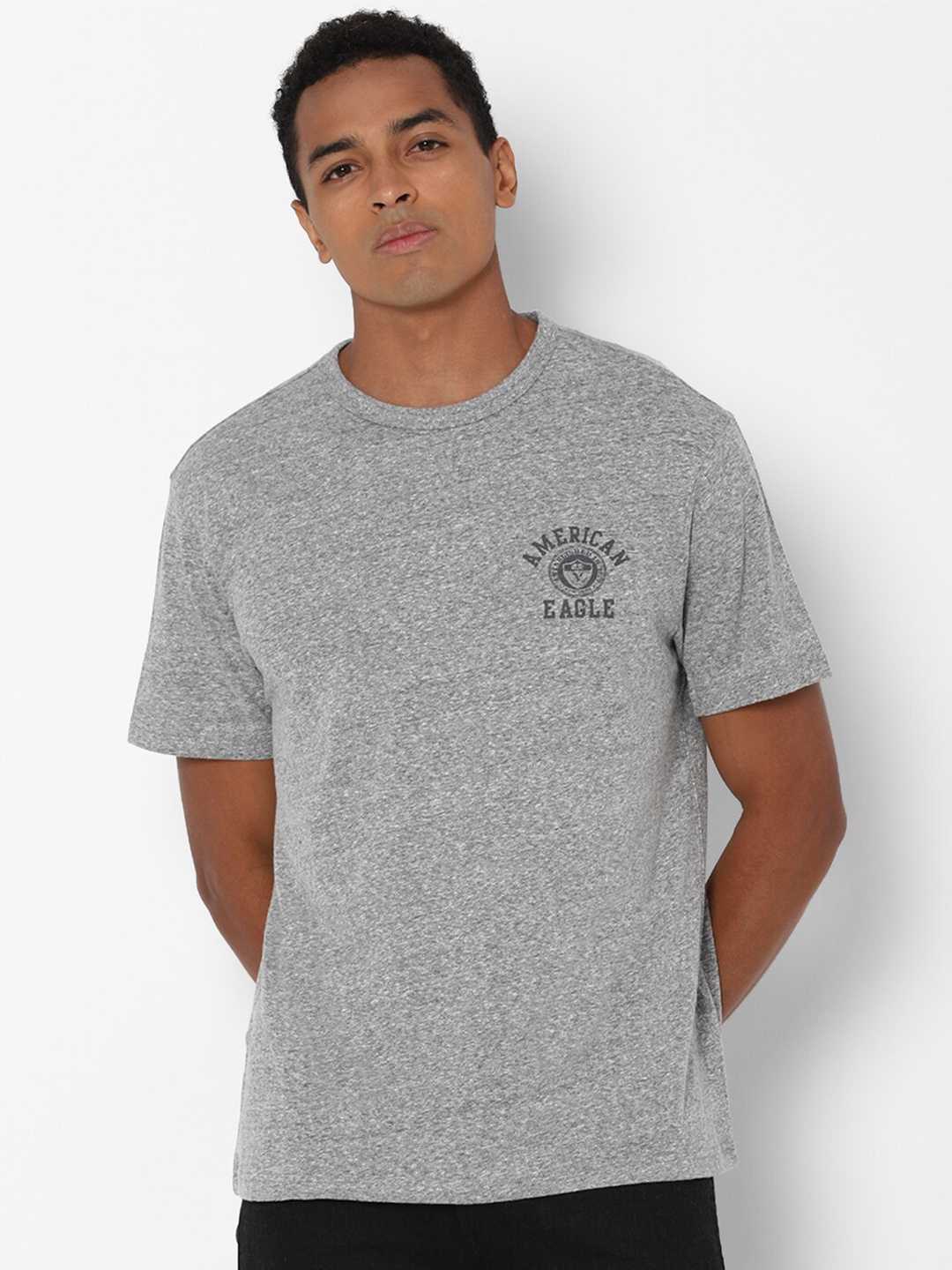 

AMERICAN EAGLE OUTFITTERS Men Grey Solid T-shirt