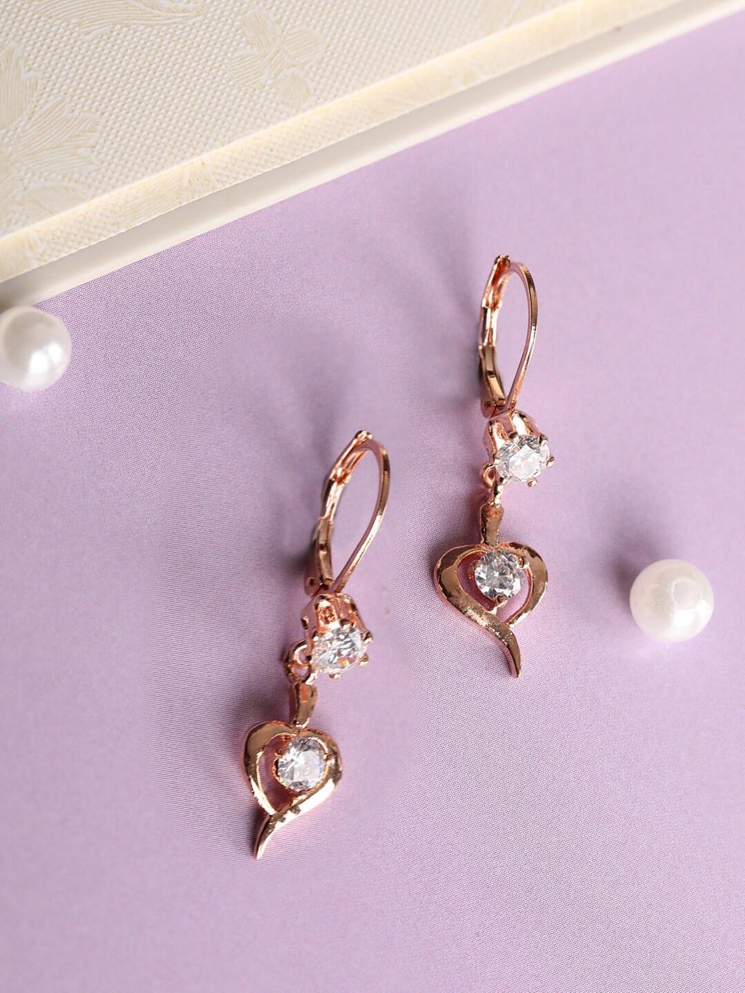 

Priyaasi Rose Gold-Plated Contemporary Drop Earrings