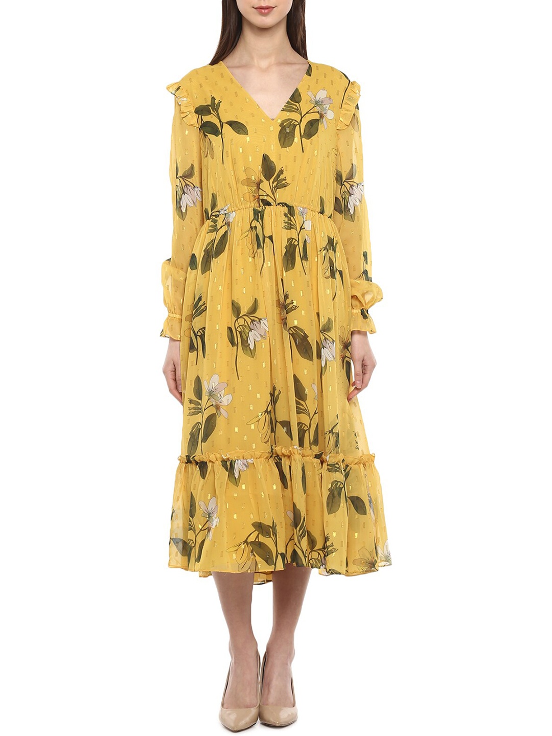 

Ted Baker Yellow Floral A-Line Maxi Dress