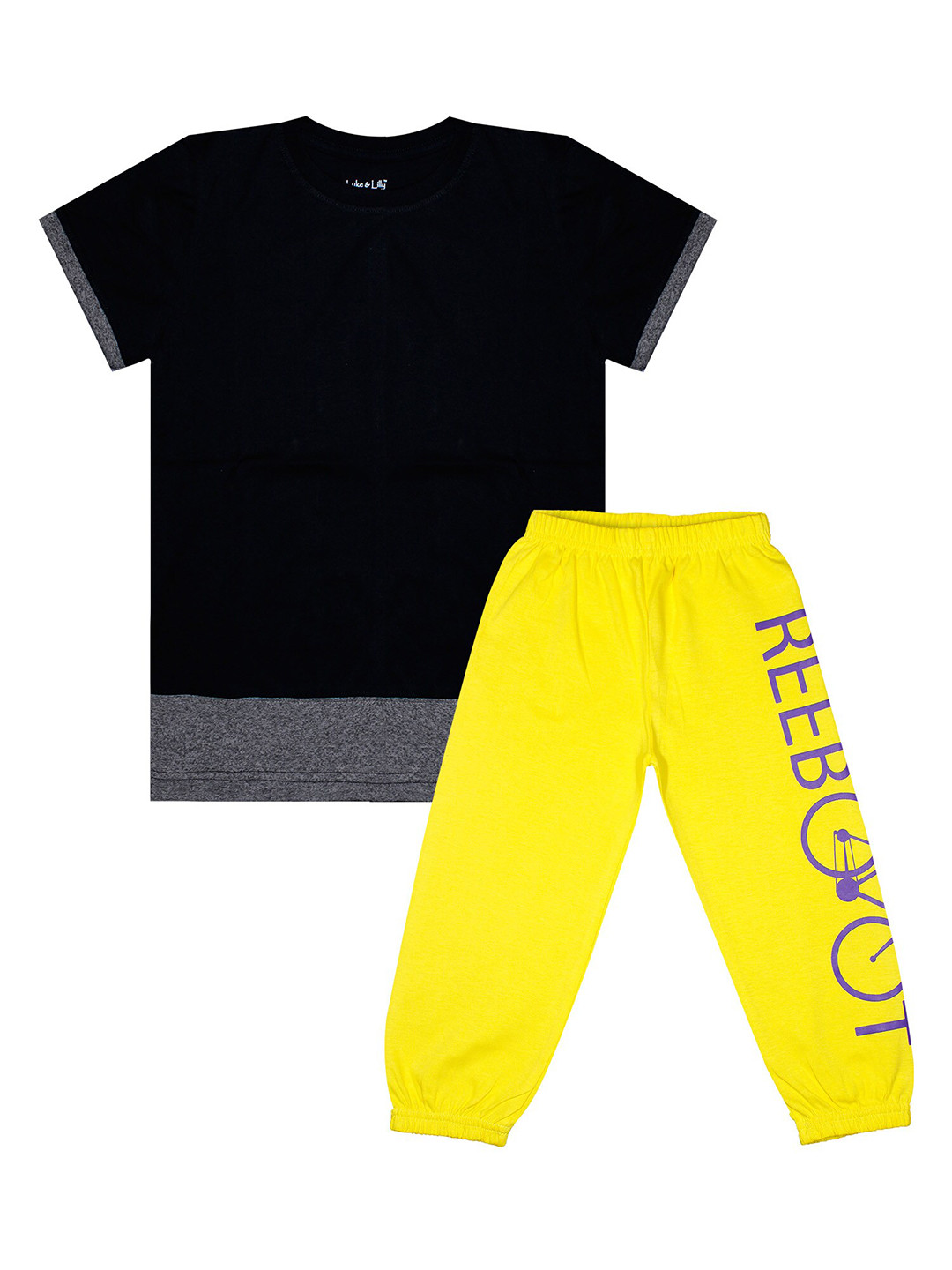 

Luke & Lilly Boys Black & Yellow Colourblocked T-shirt with Pyjamas