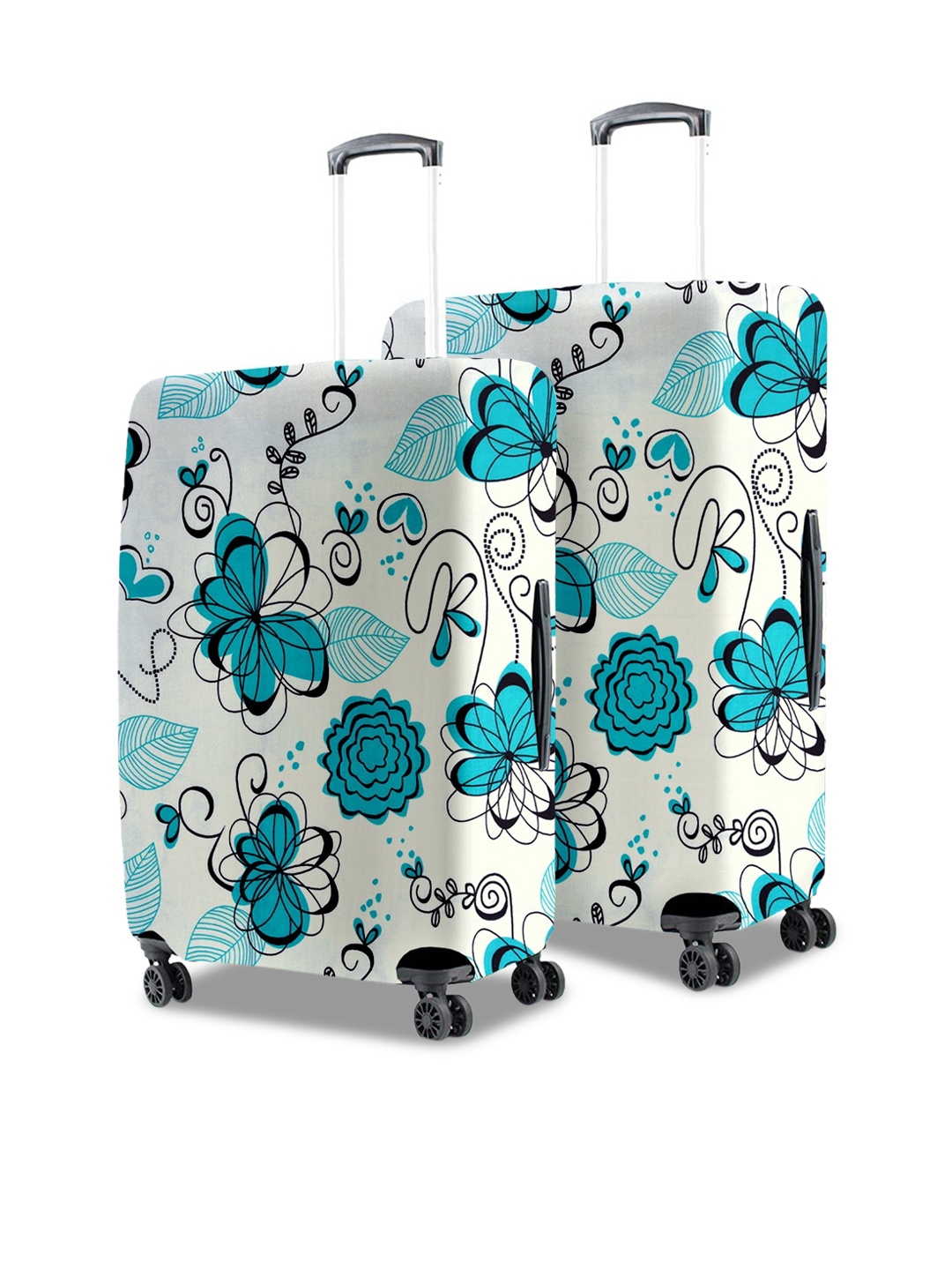 

Cortina Set Of 2 White & Blue Printed Protective Luggage Cover
