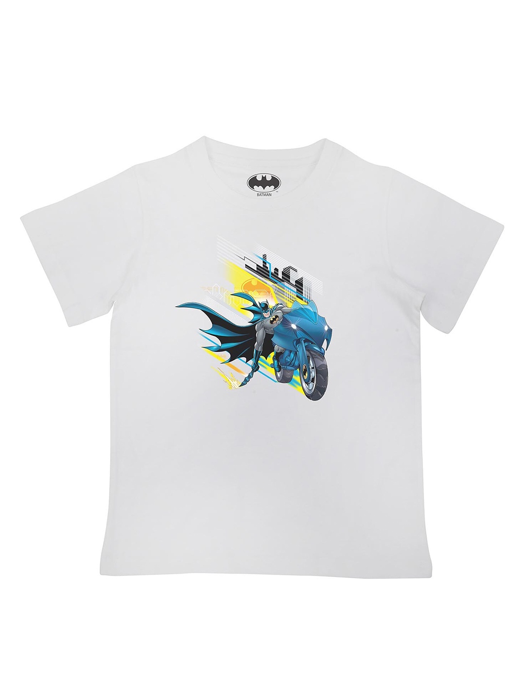 Batman Boys White Graphic Printed Henley Neck T shirt