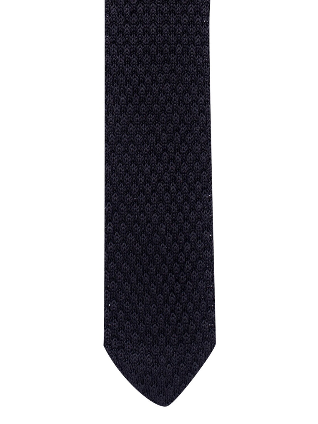 The Tie Hub Men Black Woven Design Skinny Tie