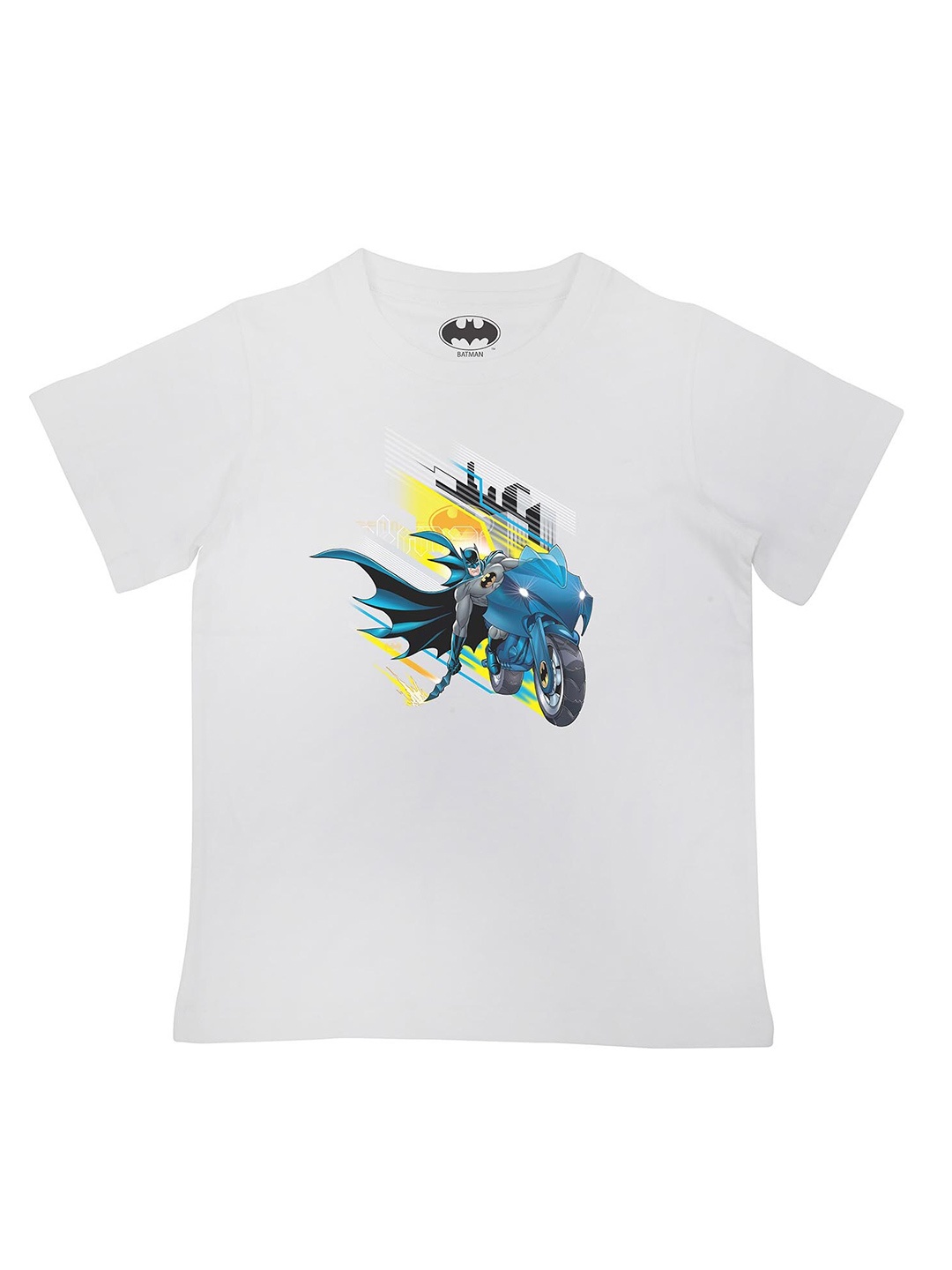 Batman Boys White Graphic Printed Pure Cotton T-shirt