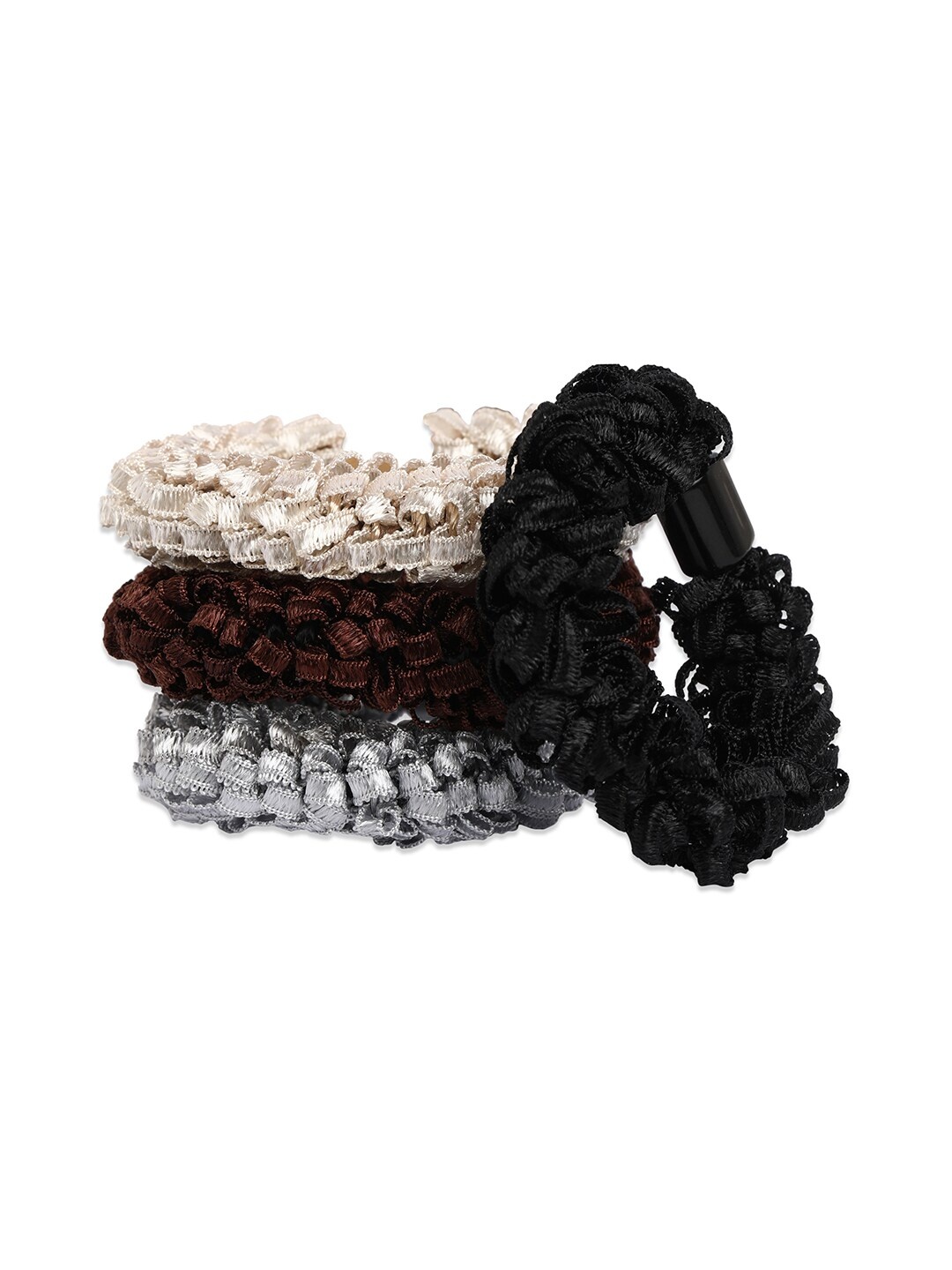 

ToniQ Women White & Black Set of 4 Ponytail Holders