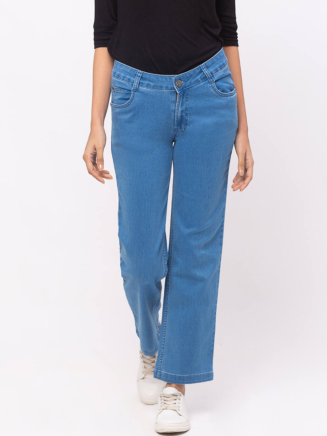

ZOLA Women Cotton Straight Fit Cropped Length Lightweight Jeans, Blue