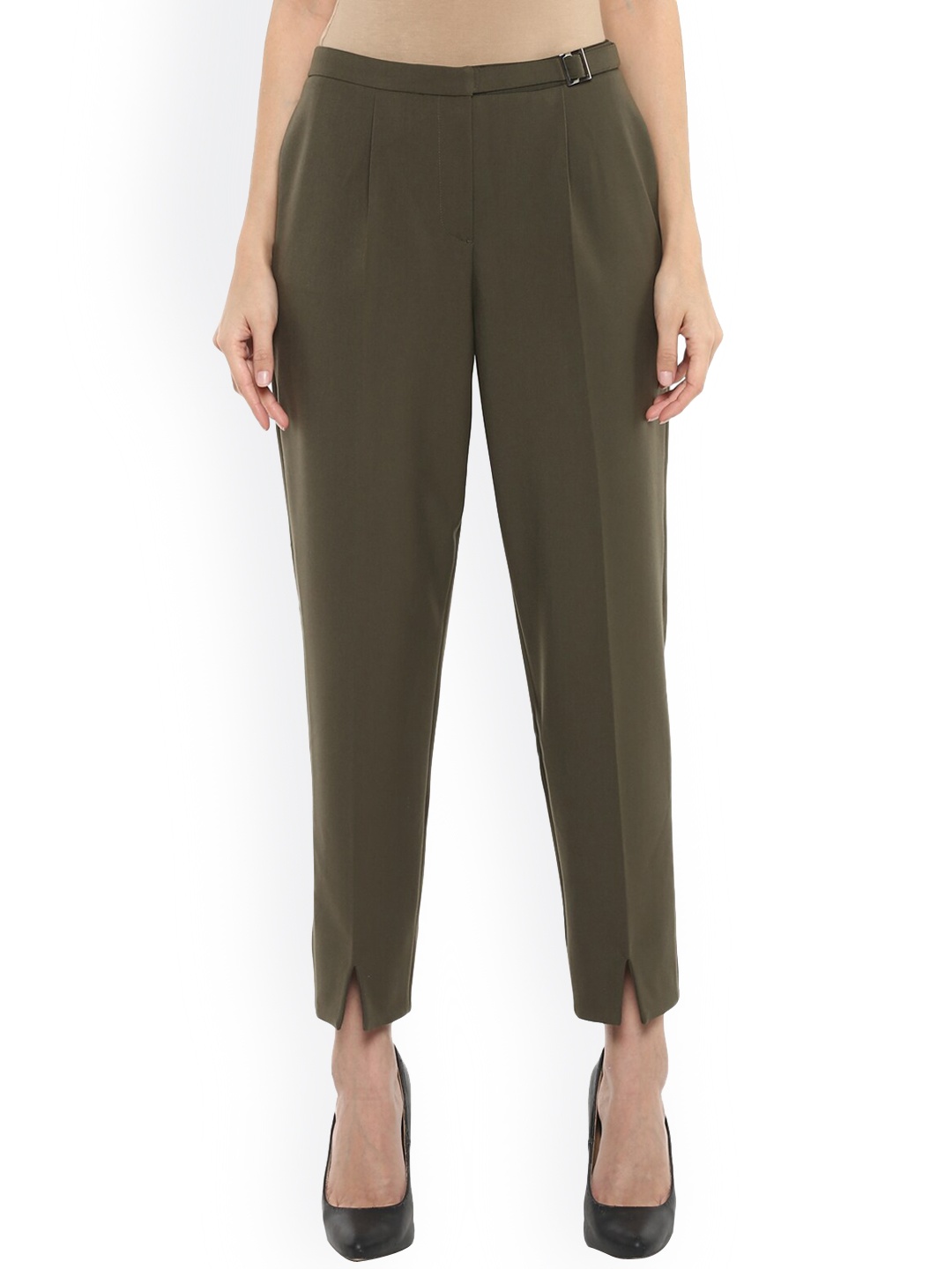 

Ted Baker Women Olive Pleated Regular Trousers
