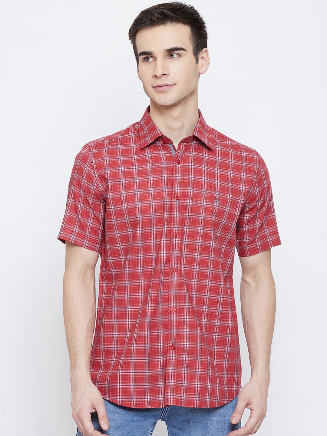 

Crimsoune Club Men Red Slim Fit Checked Casual Shirt