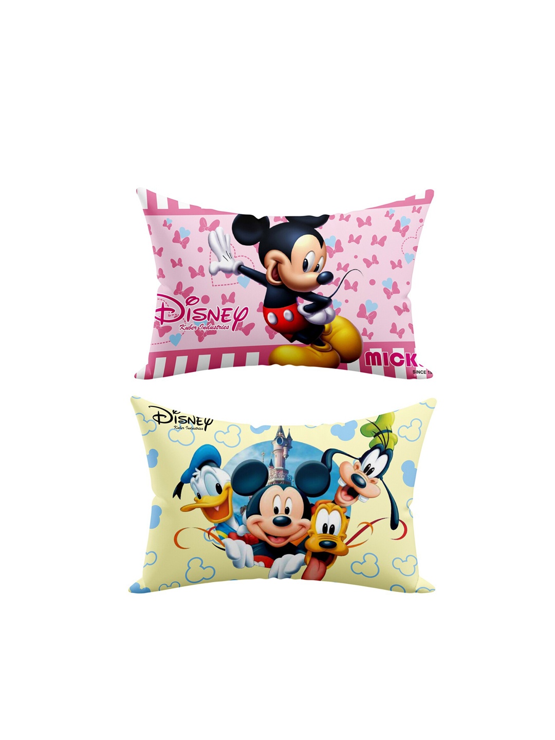 

Kuber Industries Kids Set Of 2 Pink & Cream-Coloured Disney Printed Micro Fiber Filled Sleep Pillow