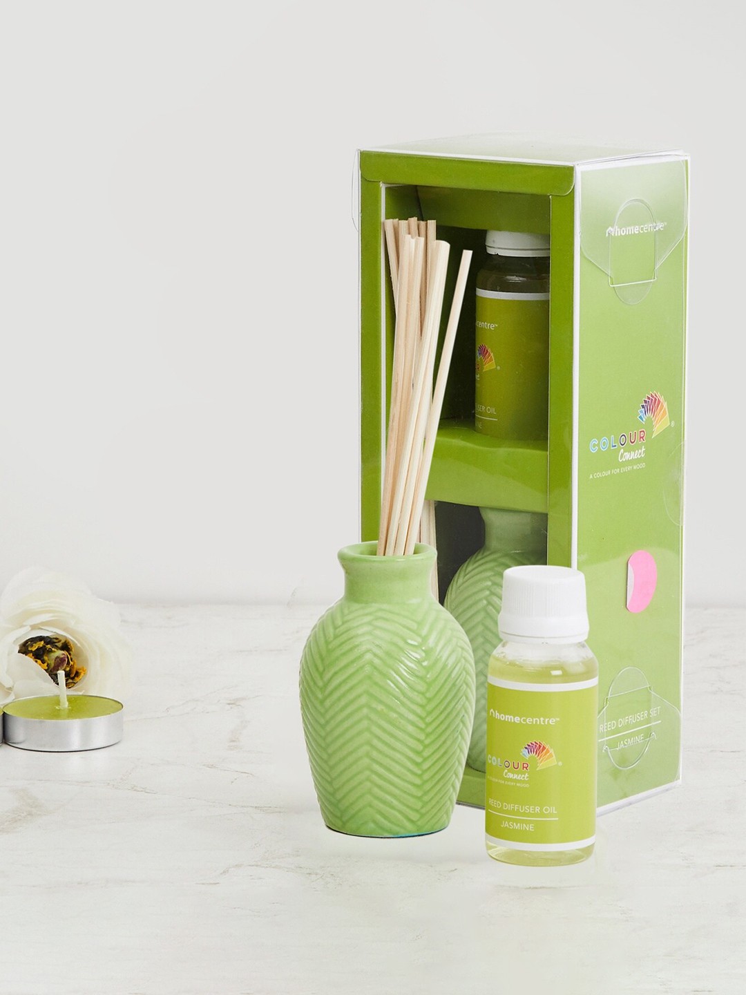 

Colour Connect Ceramic Reed Diffuser Set - Jasmine, Green