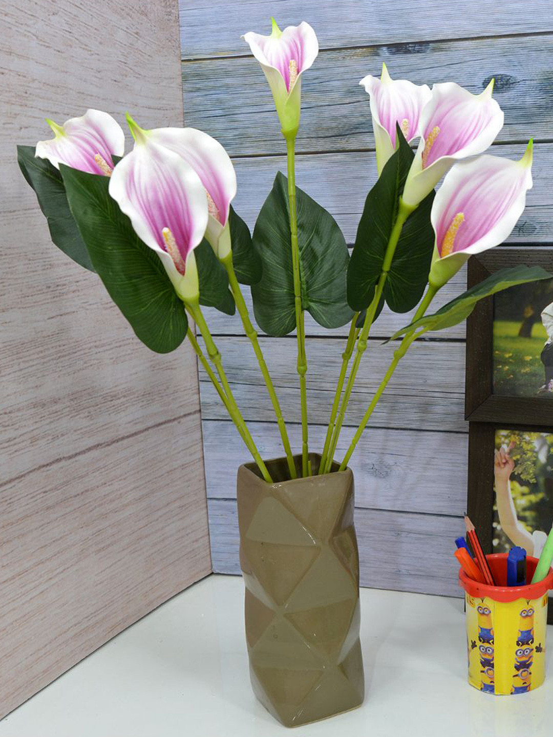 

fancy mart Purple & Green Artificial Calla Lilly Bunch