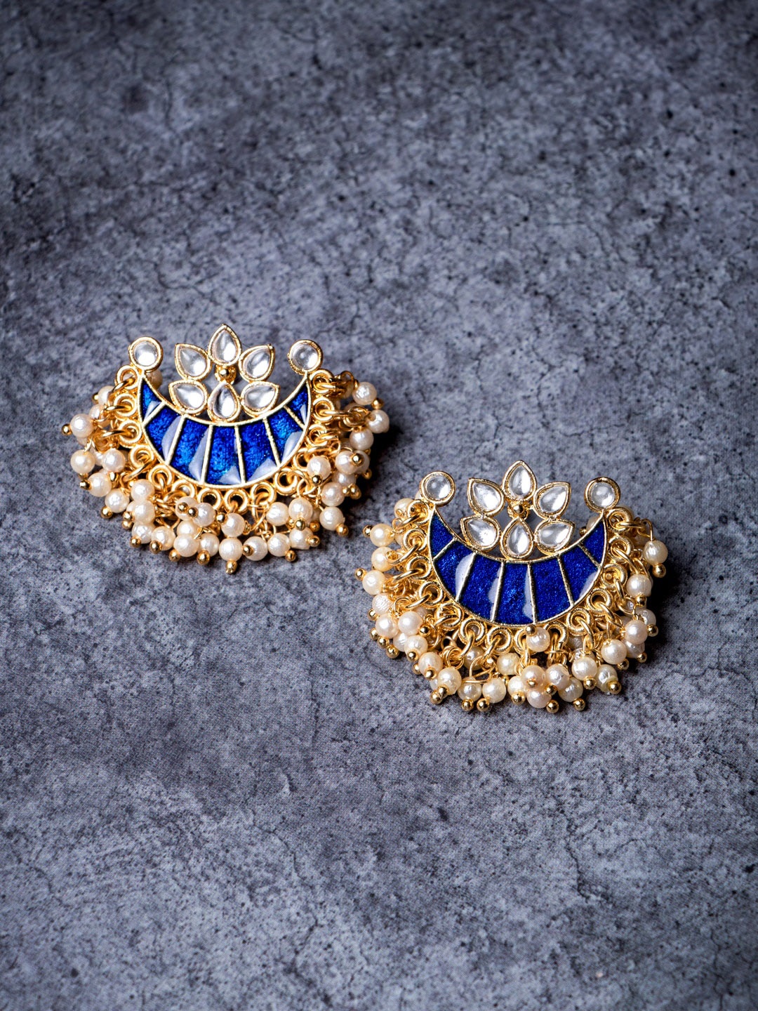 

MORKANTH JEWELLERY Blue Contemporary Chandbalis Earrings