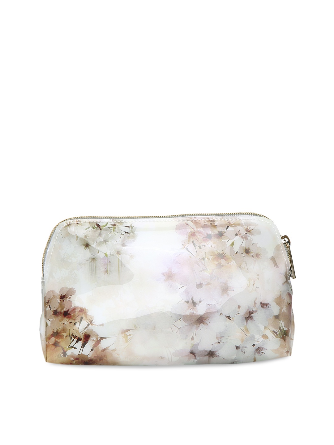 Ted Baker Women Cream-Coloured Floral Printed Travel Pouch