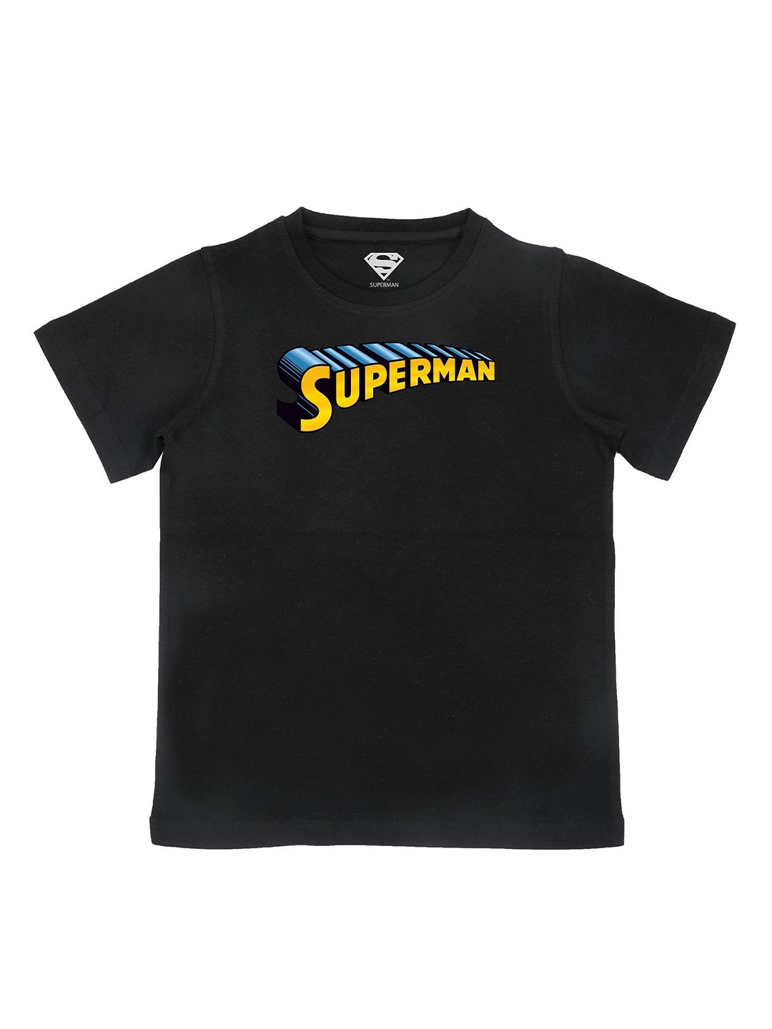 

Superman Boys Black Typography Printed Applique T-shirt