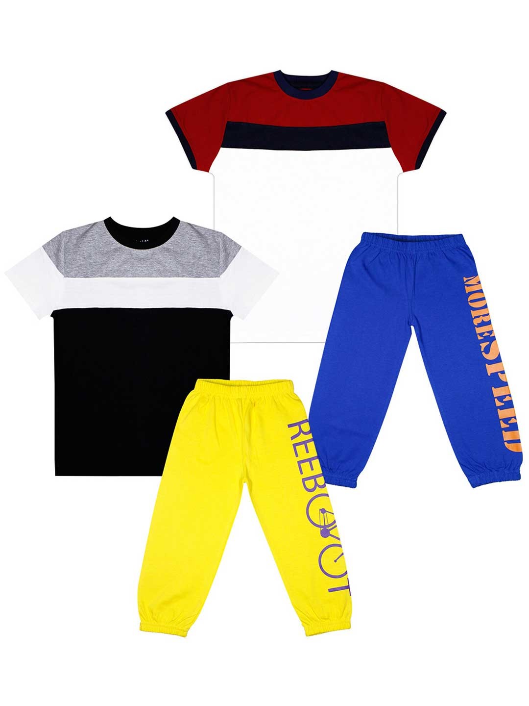 

Luke & Lilly Boys Set of 2 Multi Colourblocked Cotton T-shirt with Trackpant