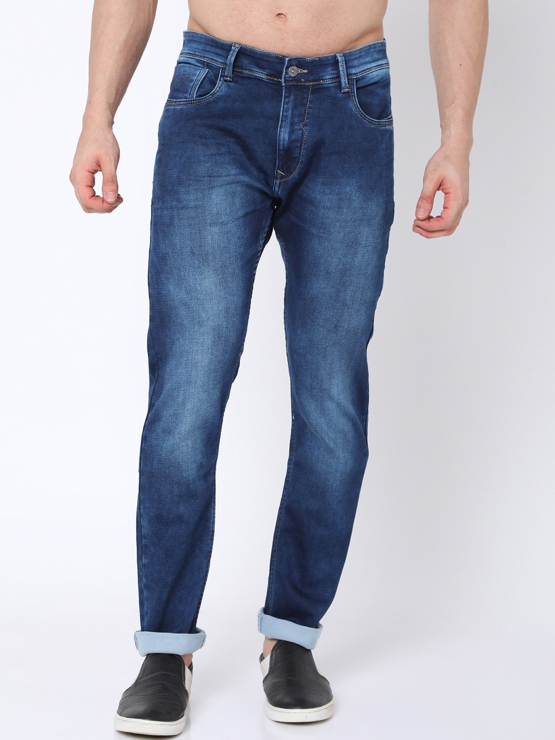 

Rex Straut Jeans Men Blue Tapered Fit Heavy Fade Jeans