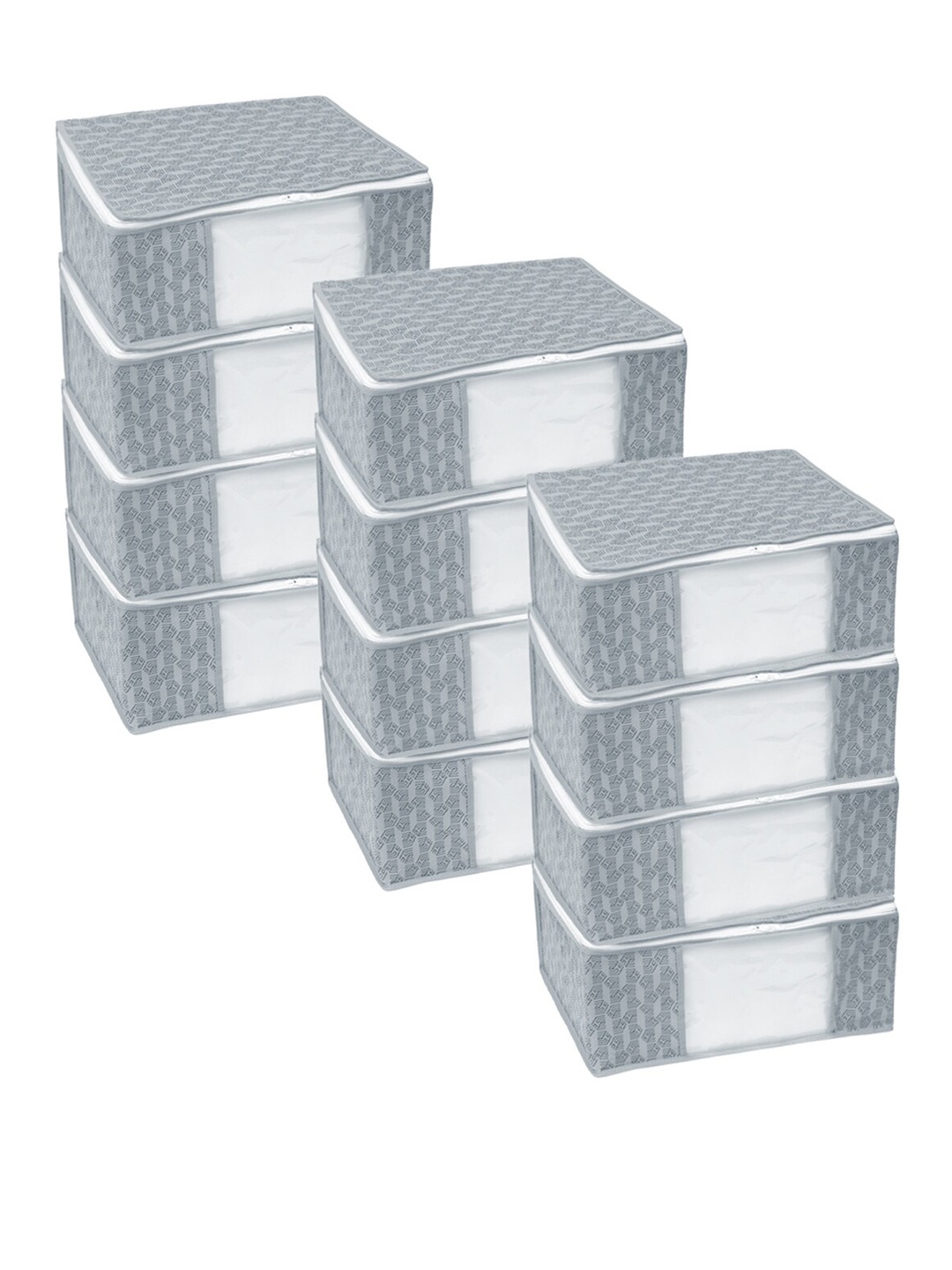 

HOMESTRAP Set Of 12 Grey Printed Saree Organisers