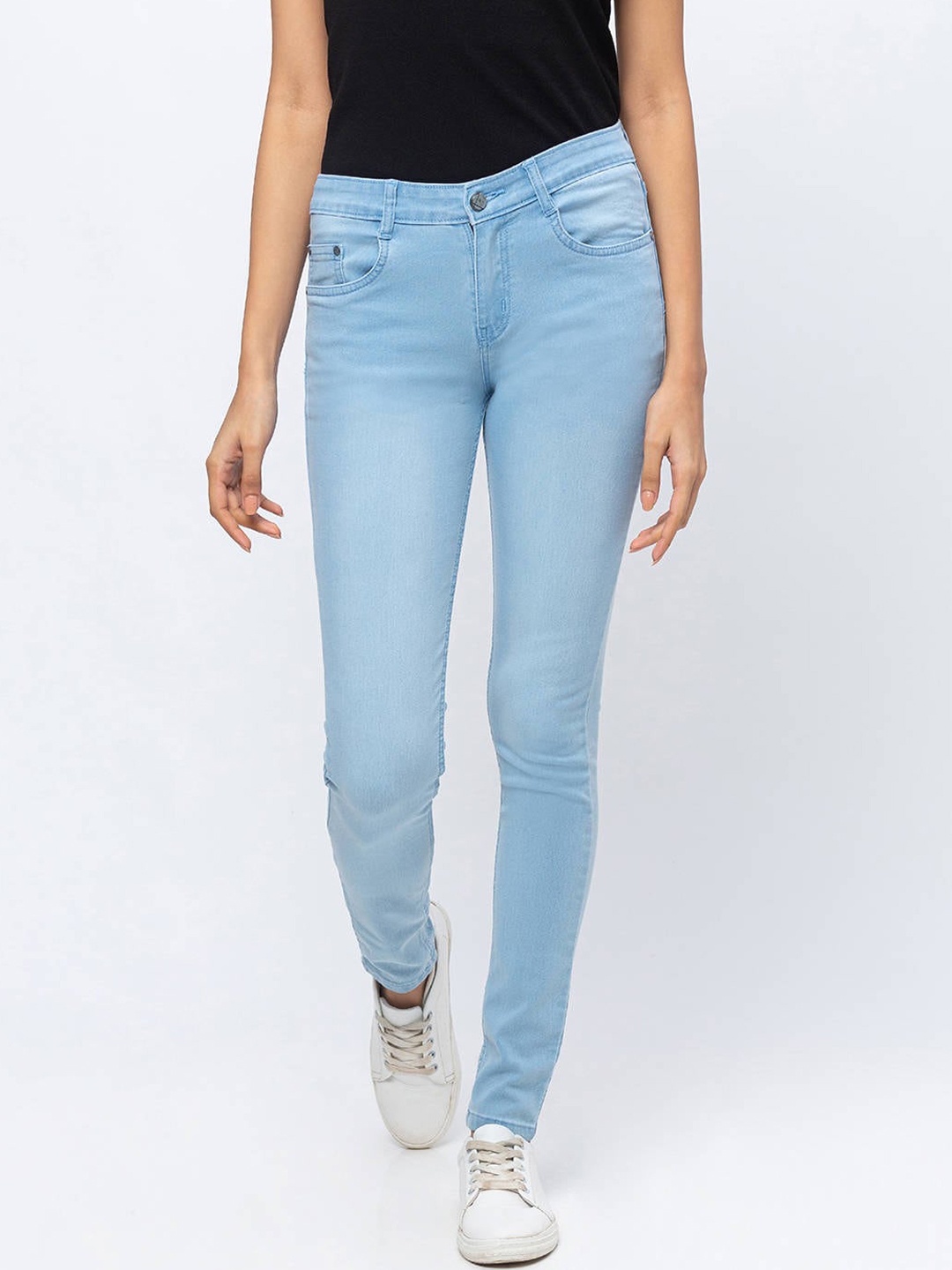 

ZOLA Women Turquoise Blue Pure Denim Skinny Fit Jeans