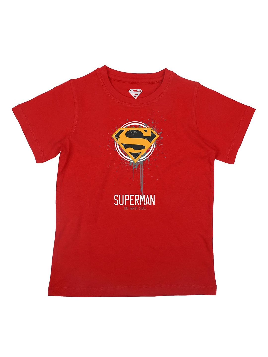 

Superman Boys Red Printed V-Neck Applique T-shirt