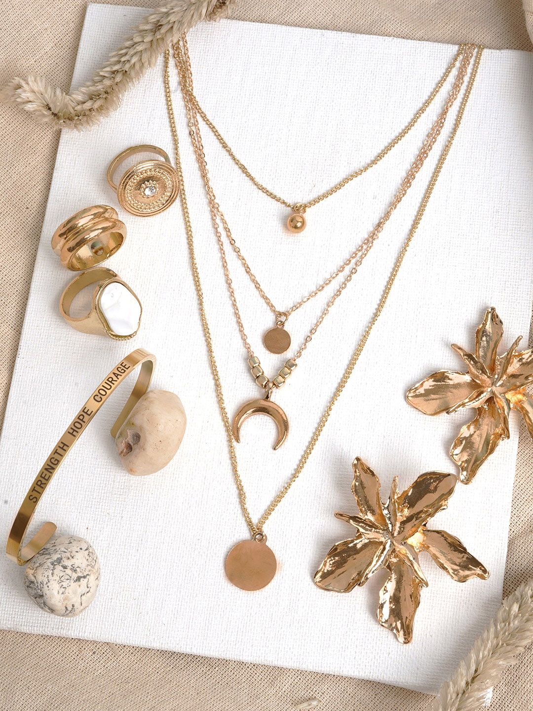 JOKER & WITCH Gold-Toned & White Blonde Fior Jewellery Set