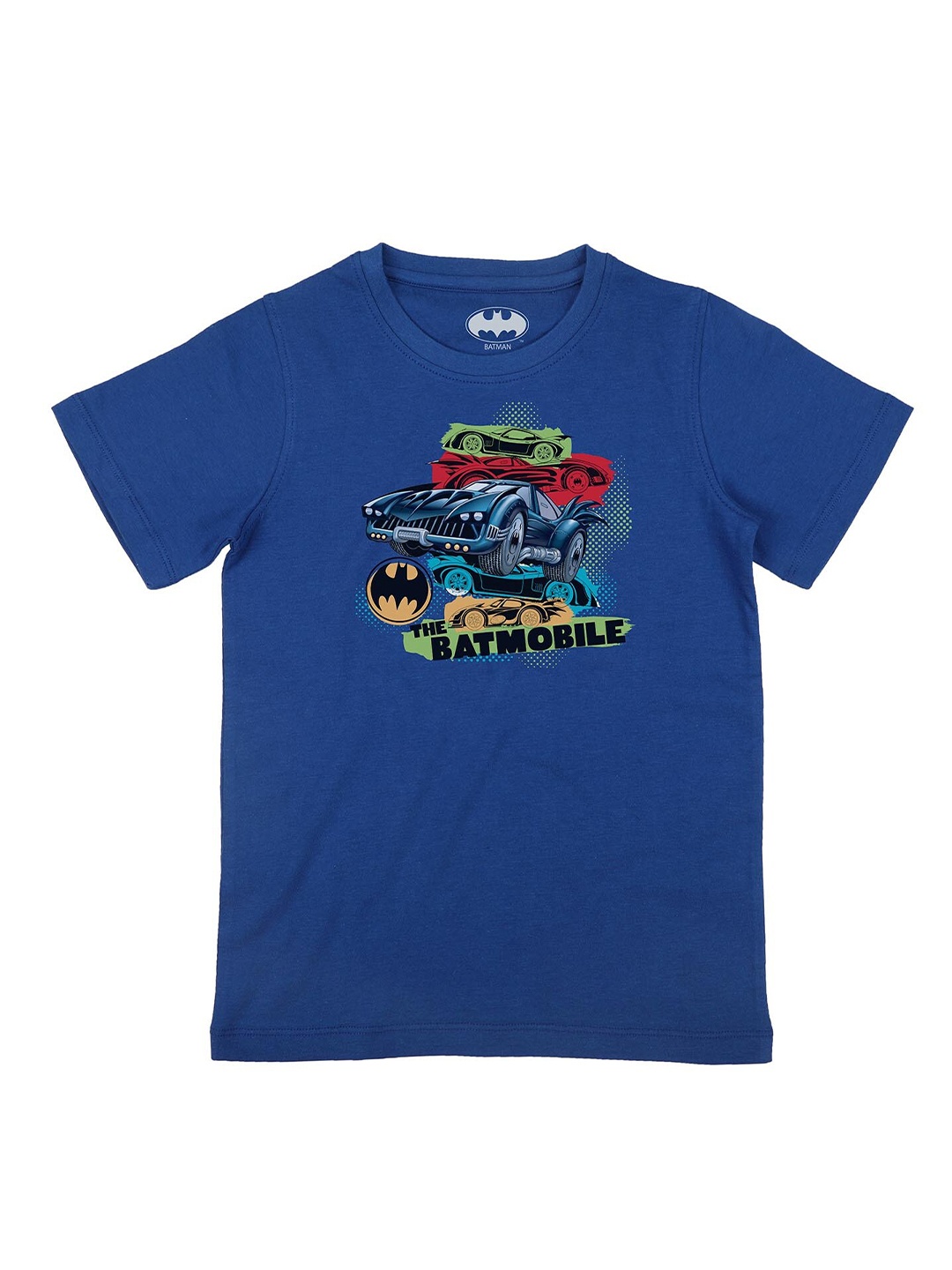Batman Boys Blue Printed Round Neck Cotton Pure Cotton T-shirt
