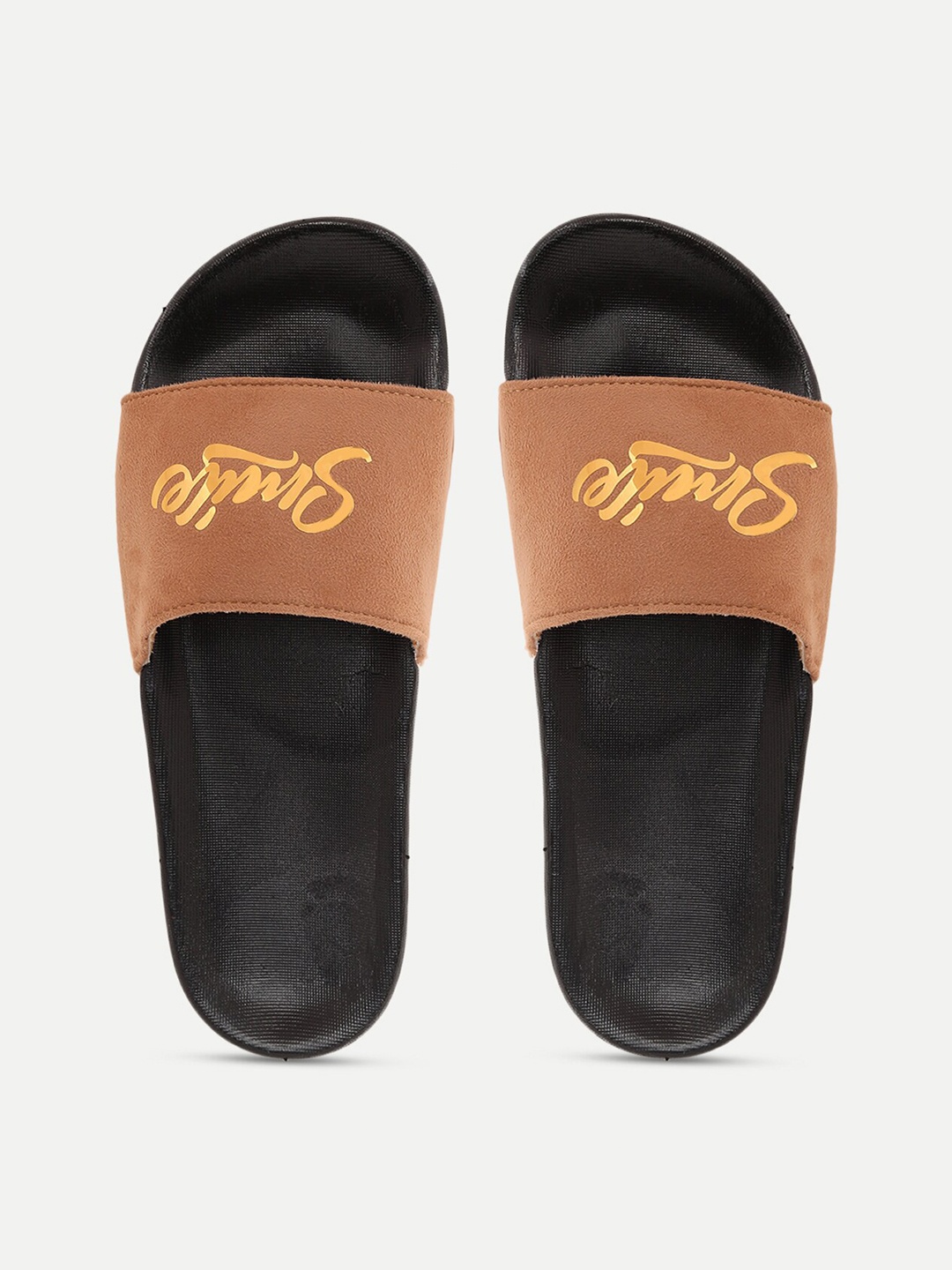 

FREECO Women Brown & Black Printed Sliders