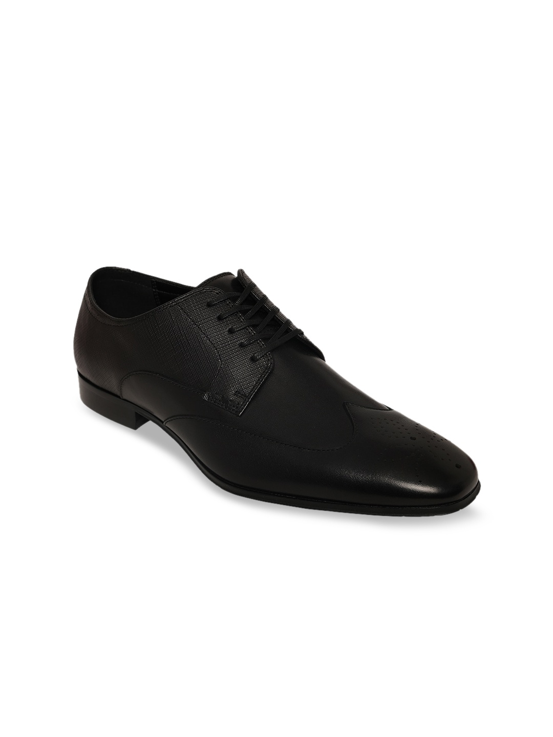 

ALDO Men Black Textured Formal Leather Brogues